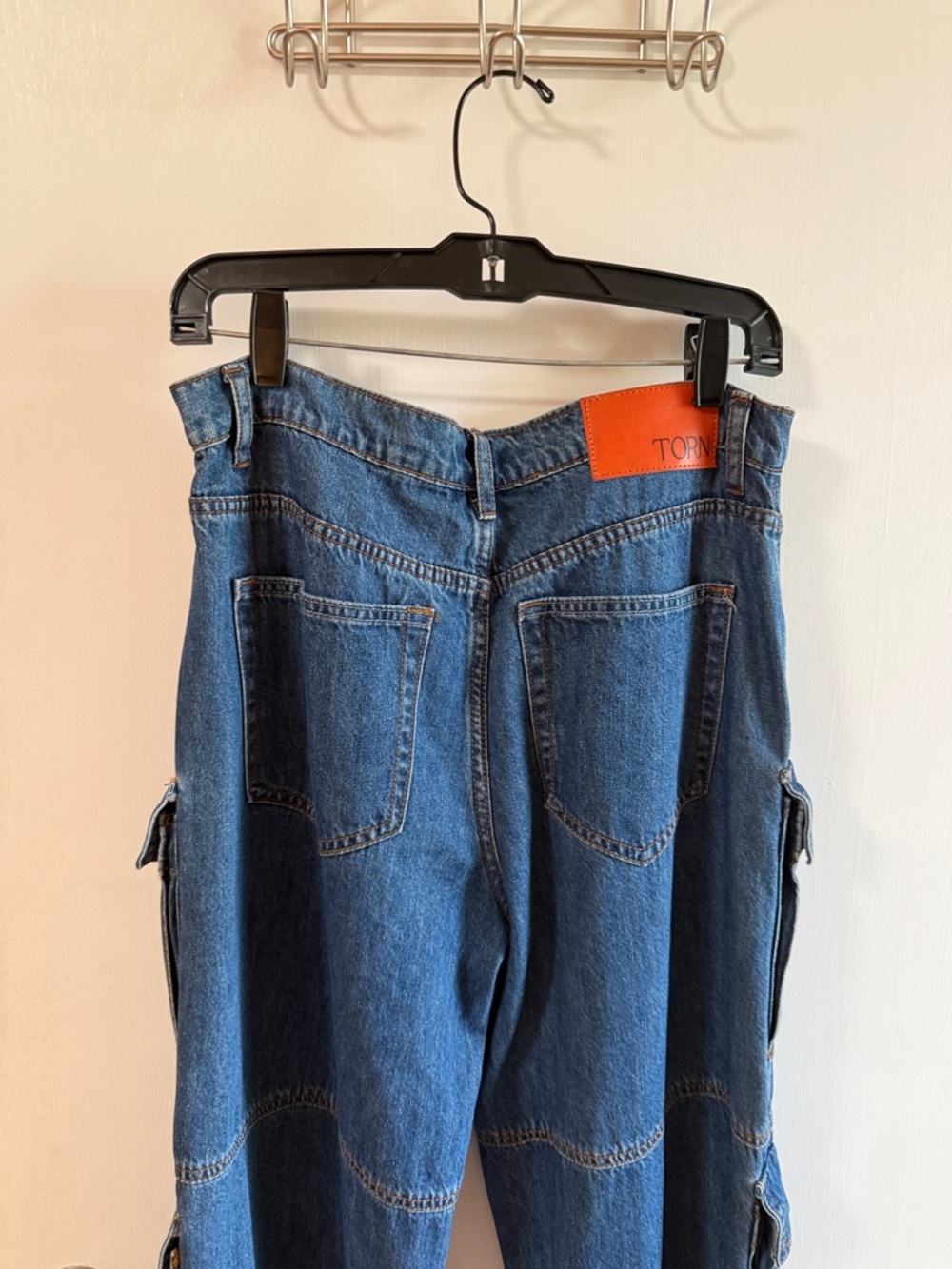 Torn by Ronny Kobo Dark Blue Denim Jeans with Gold Stitching - Picture 6 of 9